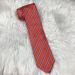 Les Copains Orange Stripe Silk Tie Made in Italy